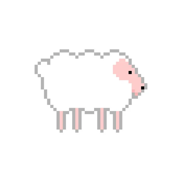 羊のピクセルアート 子羊8ビット ピクセル化ベクトルのイラスト比率 — ストックベクタ