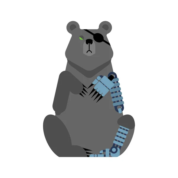 Bear Cyborg Grizzly Robot Technological Beast Predator — Stock Vector