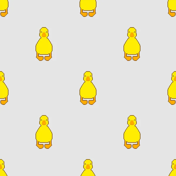 Duckling Pixel艺术模式天衣无缝小鸭8位背景 像素化矢量纹理 — 图库矢量图片