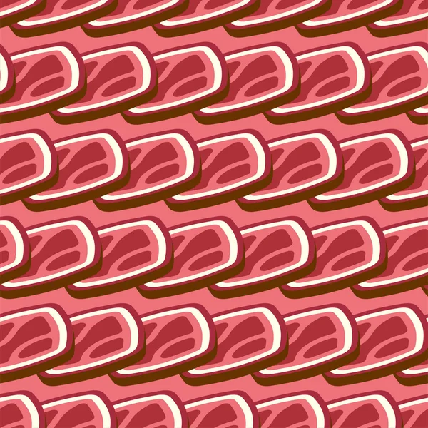 Trozos Carne Curada Patrón Sin Costura Delicadeza Carne Fondo — Archivo Imágenes Vectoriales