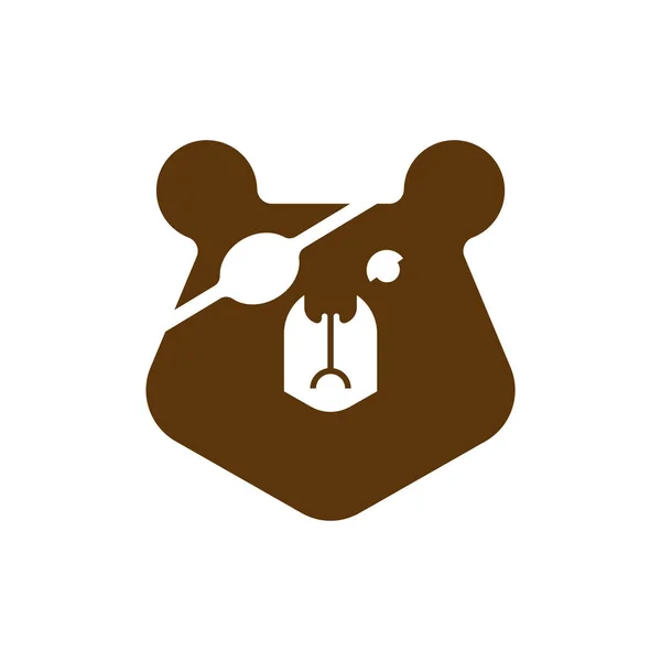 Urso Com Remendo Olho Predador Olho Grizzly Aleijado — Vetor de Stock