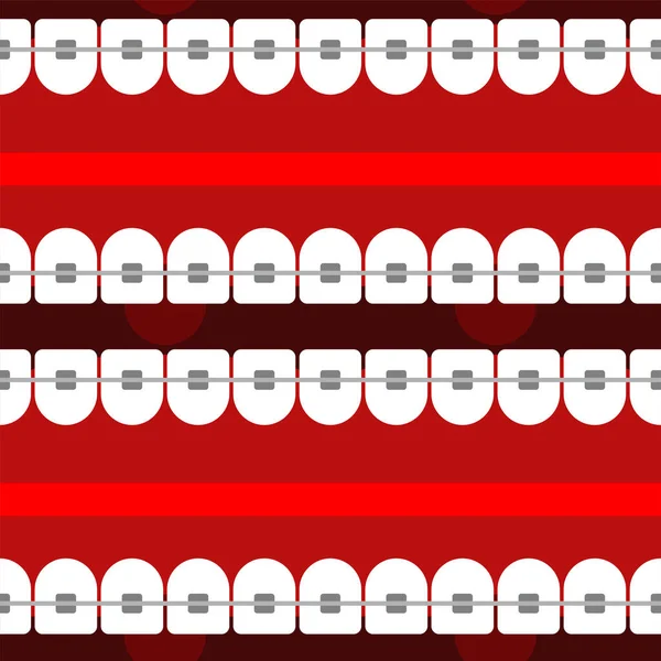 嘴与托架模式无缝 矫正假牙和假牙 病媒背景 — 图库矢量图片