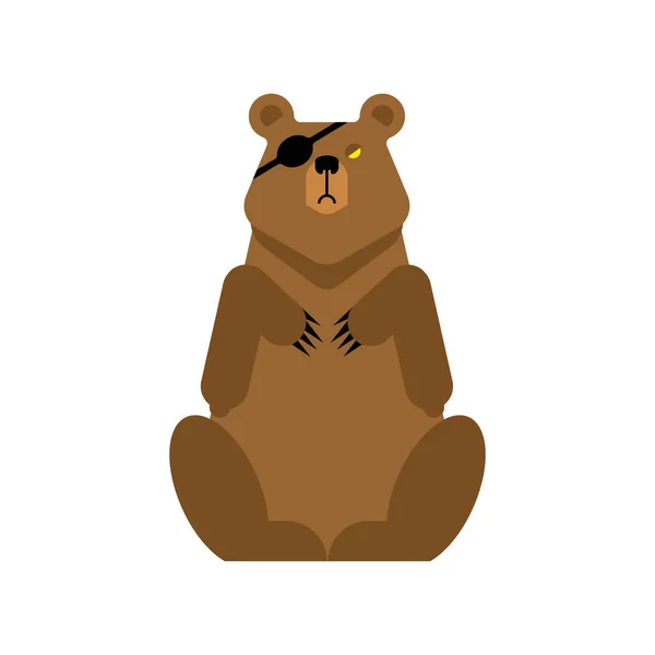 Медведь Повязкой Глазу Одноглазый Хищник Калека Гризли — стоковый вектор