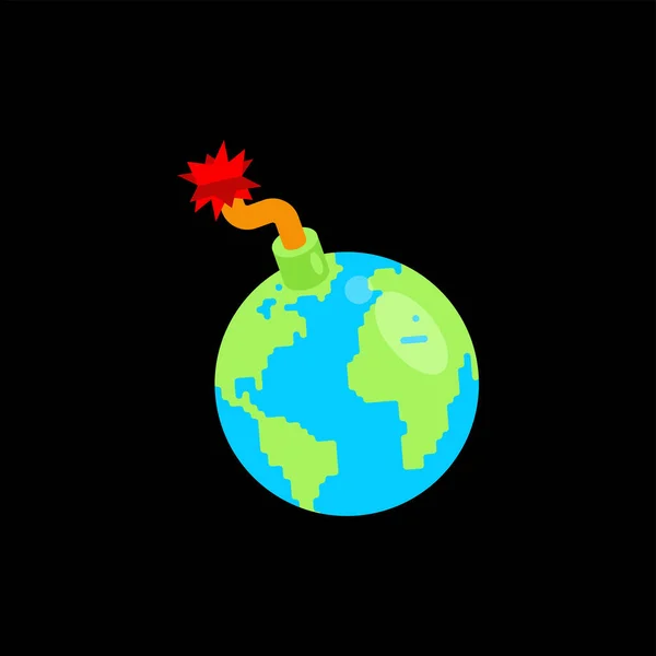 Planet Earth Bomb Jord Explosiv Vektorillustration — Stock vektor