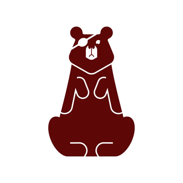 Ведмідь Плямою Очей Одноокий Хижак Крихітна Грізлі — стоковий вектор