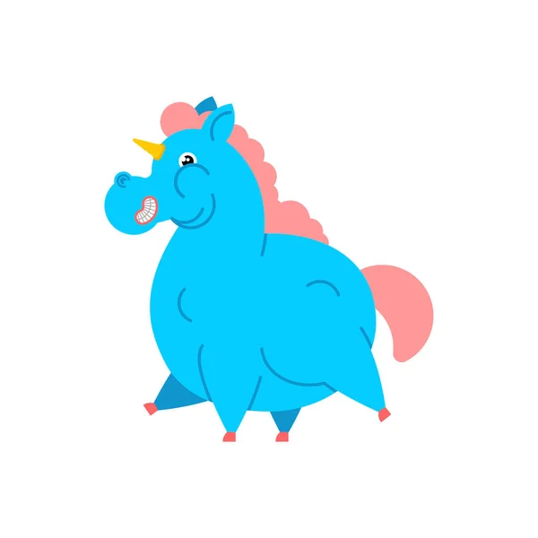 Fat Unicorn Cartoon Fleshy Mythical Animal Isolated Vector Illustration — Stock Vector