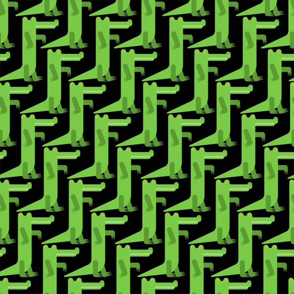 Безшовний Мультиплікаційний Візерунок Крокодила Фону Алігаторна Текстура Дитячий Тканинний Орнамент — стоковий вектор