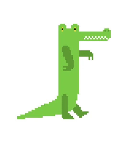 Искусство Крокодилового Пикселя Битный Крокодил Пиксельная Векторная Иллюстрация Аллигатора — стоковый вектор