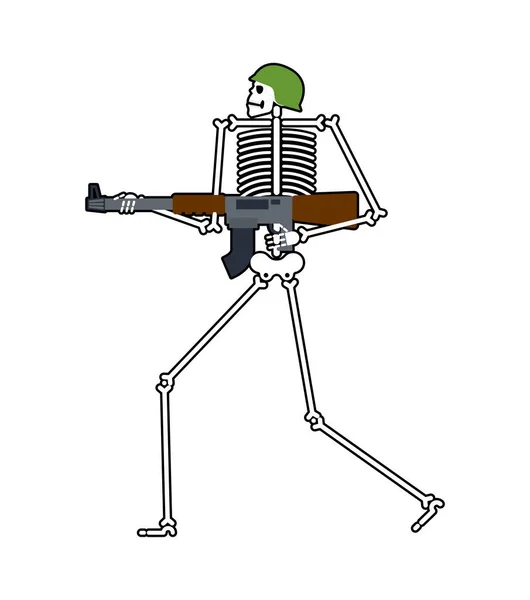 Скелет Пушечным Шаблоном Швов Исключением Армии Смерти Смертоносный Солдат — стоковый вектор