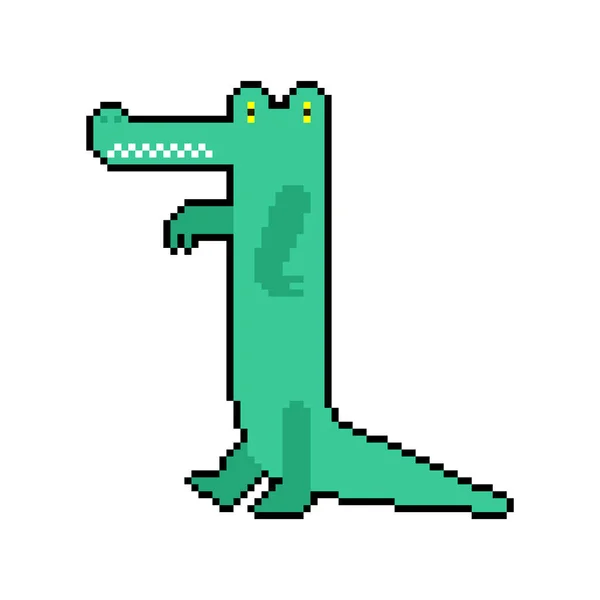 Crocodile Pixel Art Bit Croc Ilustrasi Aligator Vektor Pixelated - Stok Vektor