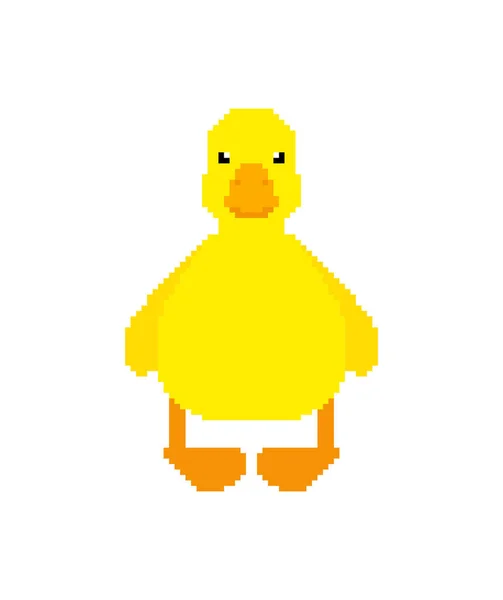 Duckling Pixel Art Malá Kachna Bit Pixelovaná Vektorová Ilustrace — Stockový vektor