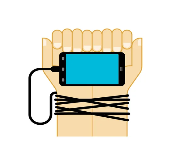 Smartphone Amarra Mãos Conceito Gadget Moderno Uma Armadilha Vício Telefone —  Vetores de Stock