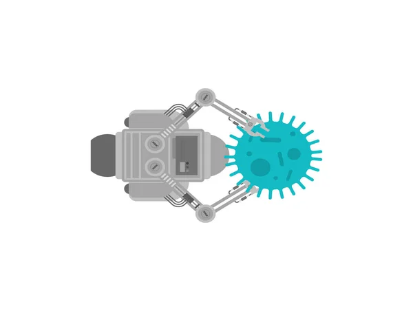 ナノボットとウイルス細胞 治療のためのマイクロロボット — ストックベクタ