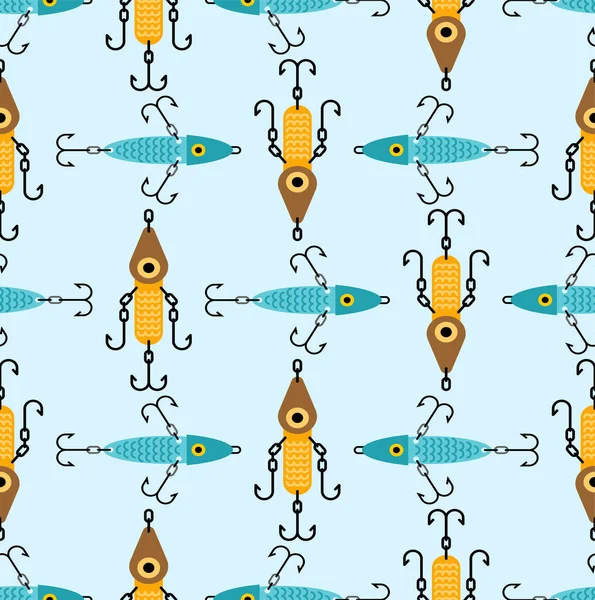 Spinner Fishing Tackle Pattern Seamless Accessory Fishing Background — Stock Vector