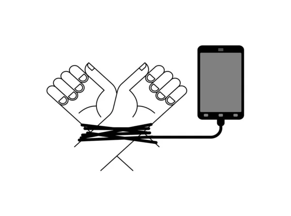 Smartphone Amarra Mãos Conceito Gadget Moderno Uma Armadilha Vício Telefone —  Vetores de Stock