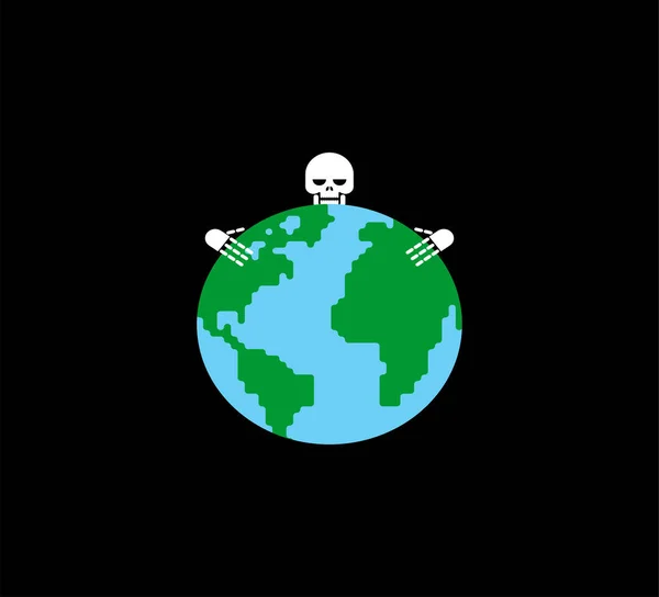 地球への死 グリムリーパーと世界 — ストックベクタ