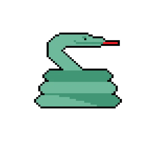 Pixel Art Enroulé Serpent Signe Icône Serpent Bits Vecteur Pixélisé — Image vectorielle