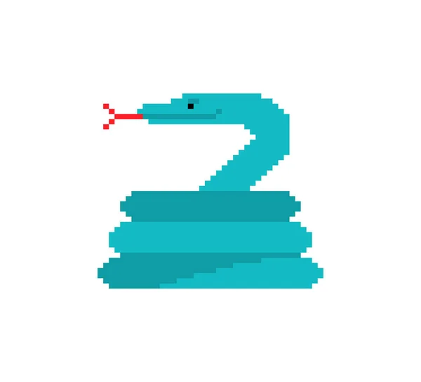 Kígyó Tekercs Pixel Művészet Kígyó Ikon Jel Bit Pixelezett Vektor — Stock Vector