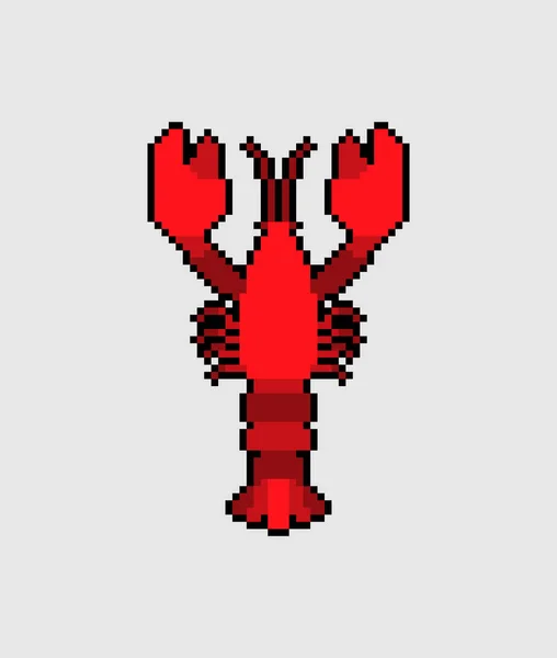 Crayfish Pixel Art Bit Sea Animal Claws — Stock Vector