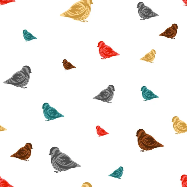 Sparrow Patroon Naadloos Kleine Vogel Achtergrond Babystof Textuur — Stockvector