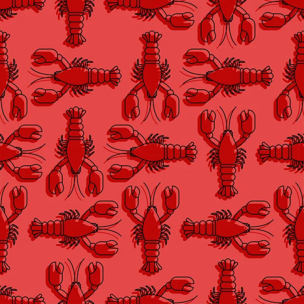 Crayfish Pattern Seamless Sea Animal Claws Background Baby Fabric Texture — Stock Vector