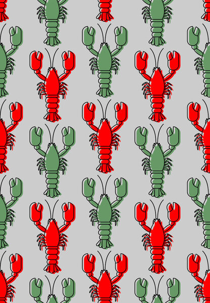 Crayfish pattern seamless. Sea animal with claws background. Baby fabric texture