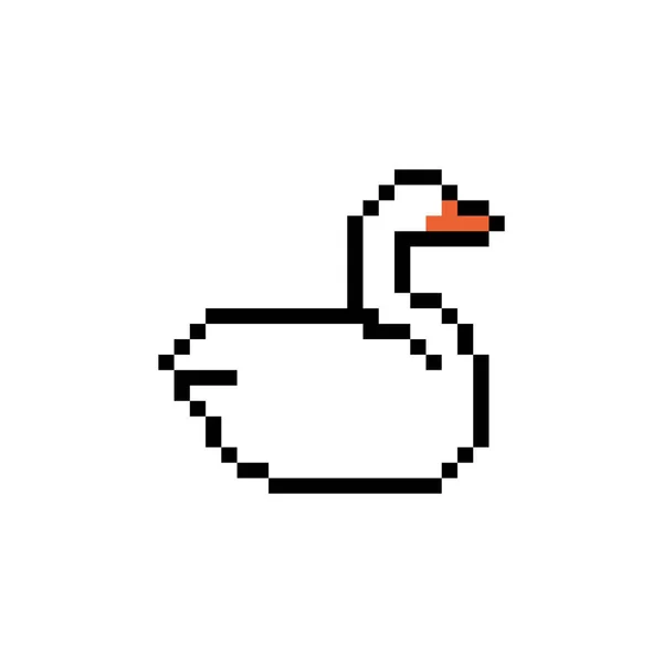White Swan Pixel Art Bit Pixelated Vector Illustration — Stock Vector
