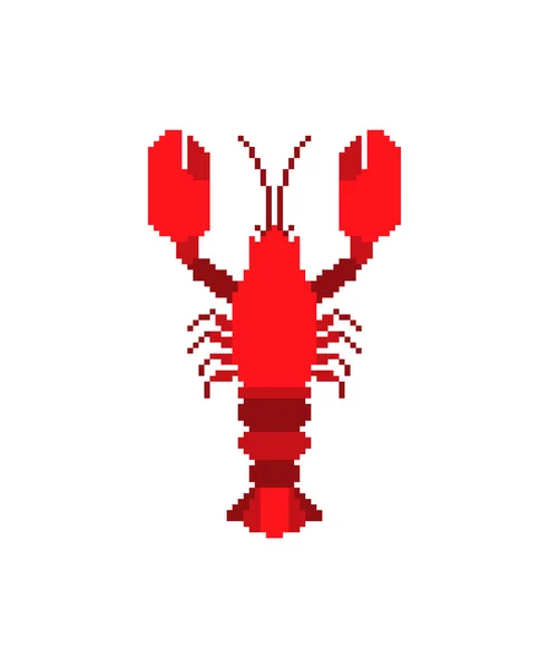 Crayfish Pixel Art Bit Sea Animal Claws — Stock Vector