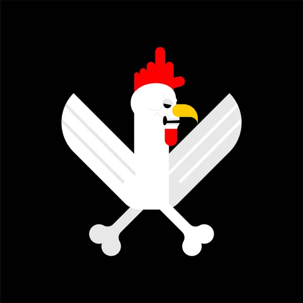 頭蓋骨の鶏のサイン スケルトンの雄鶏のアイコン ベクターイラスト — ストックベクタ