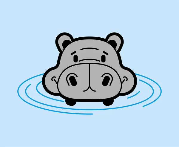 Hippo Kepala Air Terisolasi Ilustrasi Vektor - Stok Vektor