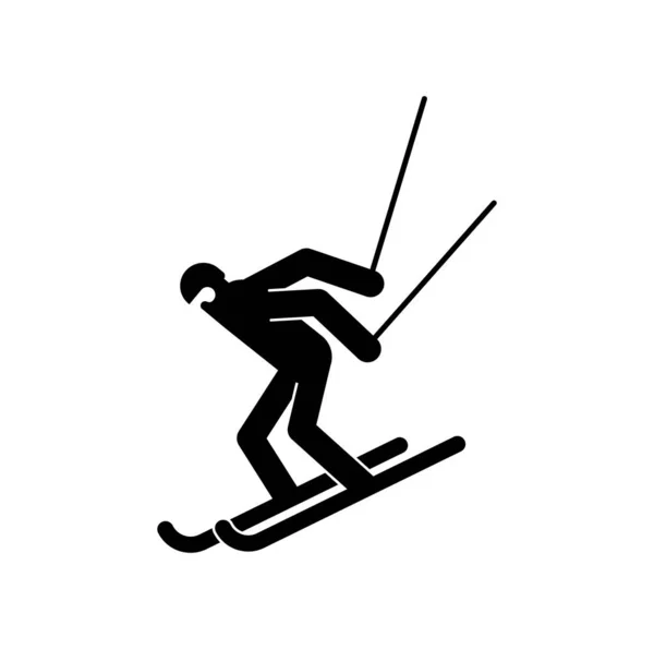 Signo Esquiador Icono Esquí Ilustración Vectorial — Vector de stock