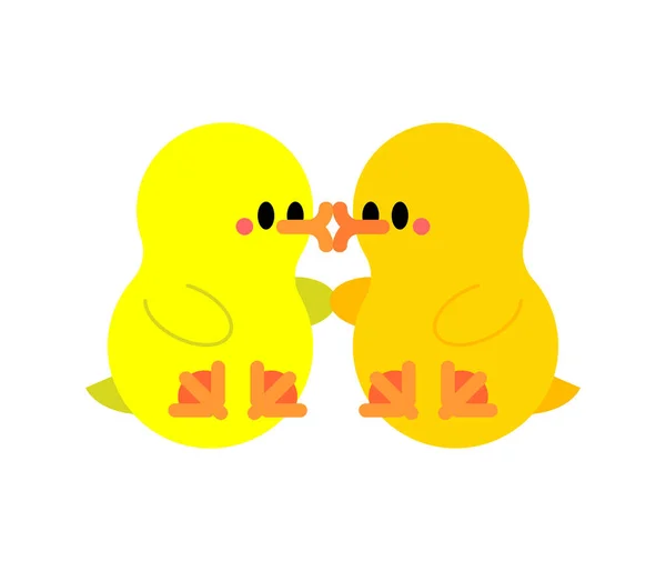 かわいい恋のアヒル 可愛い鳥のカップル ベクターイラスト — ストックベクタ