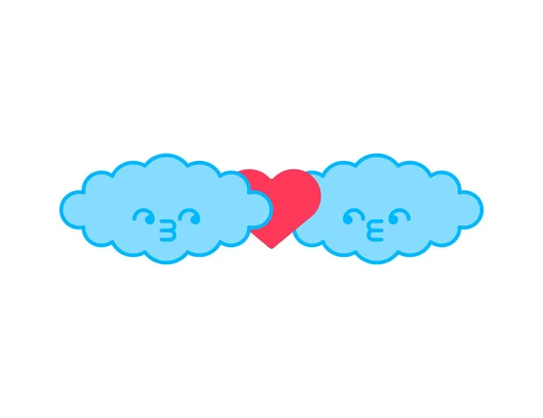 Moln Par Älskar Cloud Förälskat Vektorillustration — Stock vektor