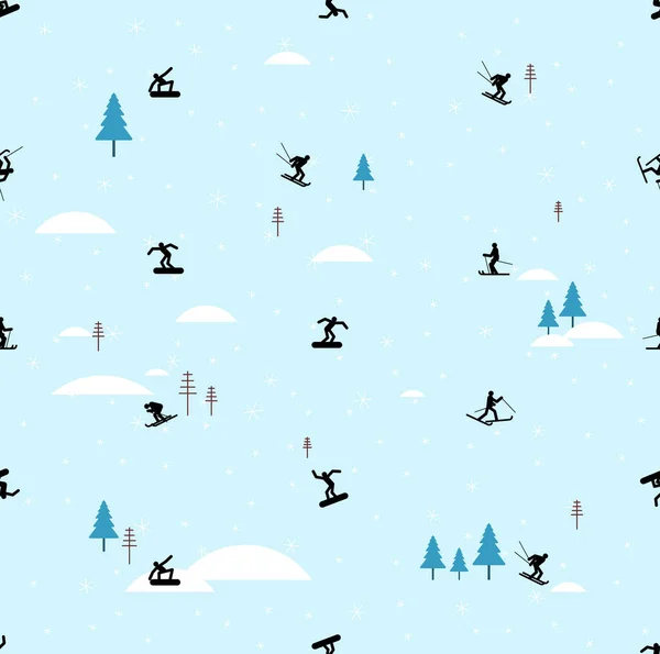 Snowboarder Padrão Esquiador Sem Costura Fundo Snowboard Textura Esqui Ornamento —  Vetores de Stock