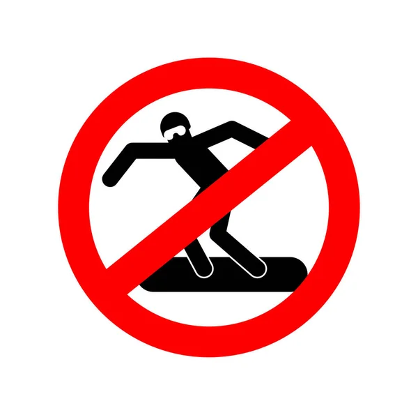 Pare Snowboarder Skier Red Road Proibição Sinal Ban Snowboard Esqui — Vetor de Stock