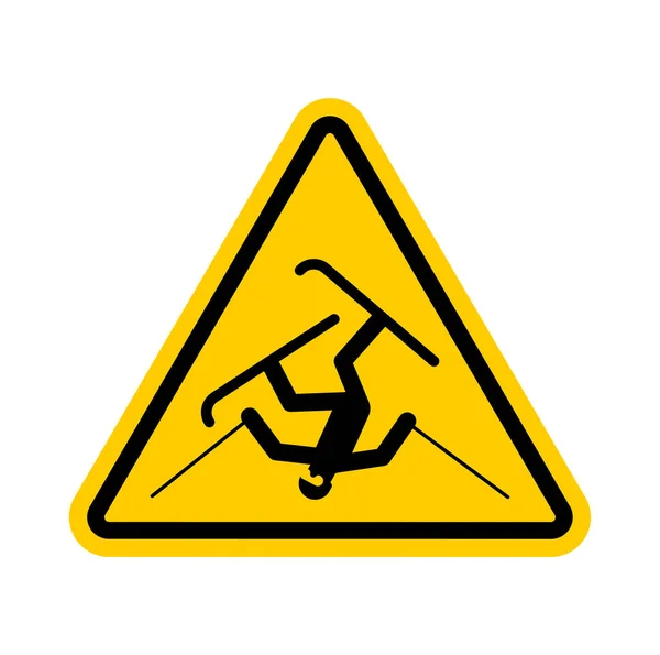 Προσοχή Snowboarder Skier Προειδοποίηση Κίτρινη Πινακίδα Προσοχή Σνόουμπορντ Σκι — Διανυσματικό Αρχείο