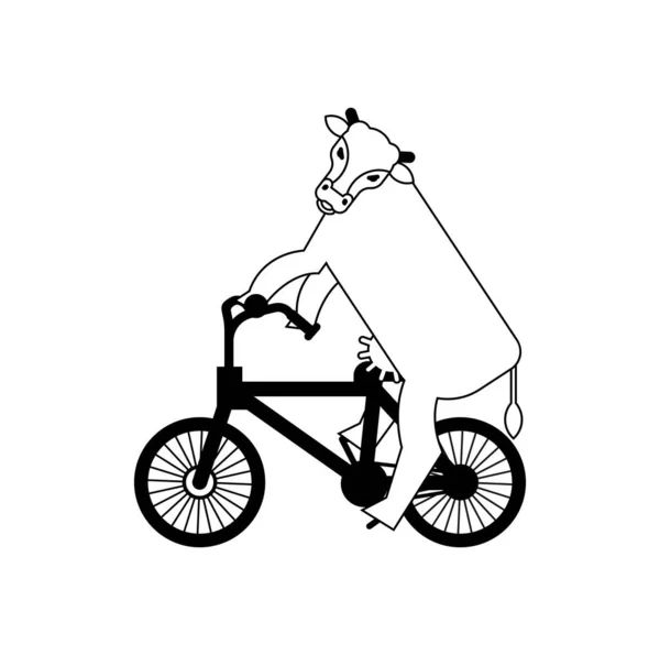 牛の自転車に孤立した ベクターイラスト — ストックベクタ