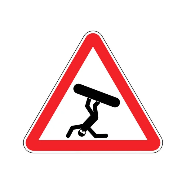 注意スノーボーダー スキーヤー 赤い道路標識を警告します 注意スノーボード スキー — ストックベクタ