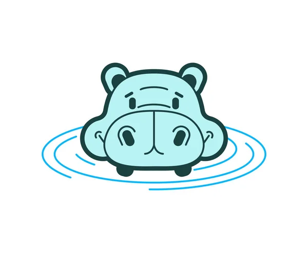 Hippo Waterhoofd Geïsoleerd Vectorillustratie — Stockvector