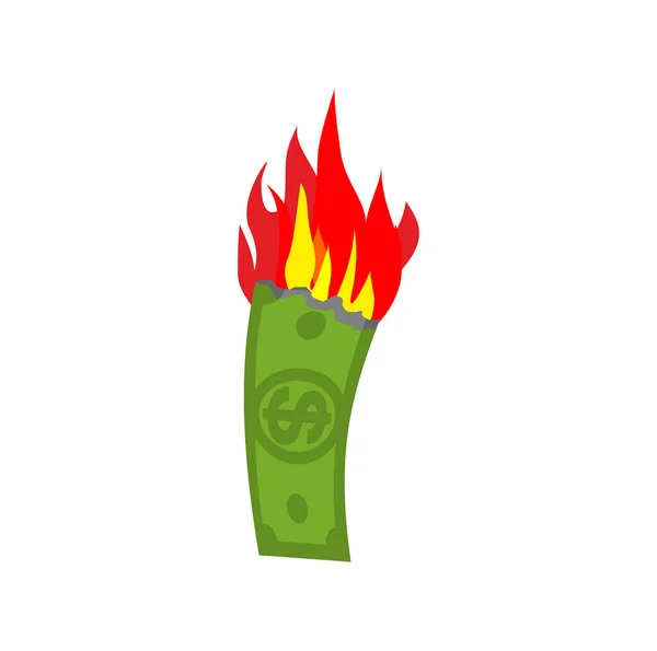 Λεφτά Καίγονται Κάψιμο Δολαρίων Εικονογράφηση Διανύσματος — Διανυσματικό Αρχείο