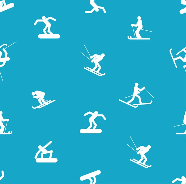 Snowboarder Skier Modèle Sans Couture Fond Snowboard Texture Ski Ornement — Image vectorielle