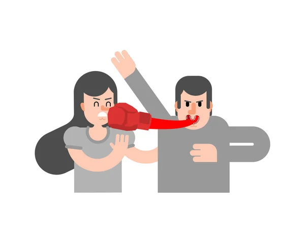 Paar Streitet Zunge Ist Wie Boxhandschuh Mit Worten Zuschlagen Konzeptschwadronen — Stockvektor