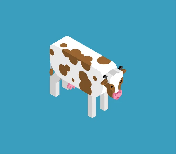 Vache Isométrique Style Isolé Illustration Vectorielle — Image vectorielle