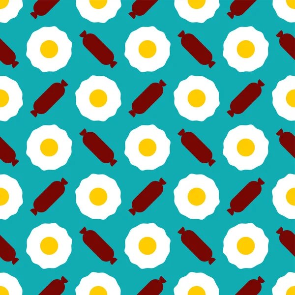 Wurst Muster Nahtlos Gebratenes Und Speck Hintergrund Frühstück Textur — Stockvektor