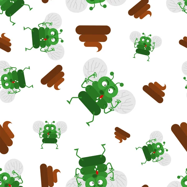 Fly Shit Pattern Seamless Fly Eats Poop Background — 图库矢量图片