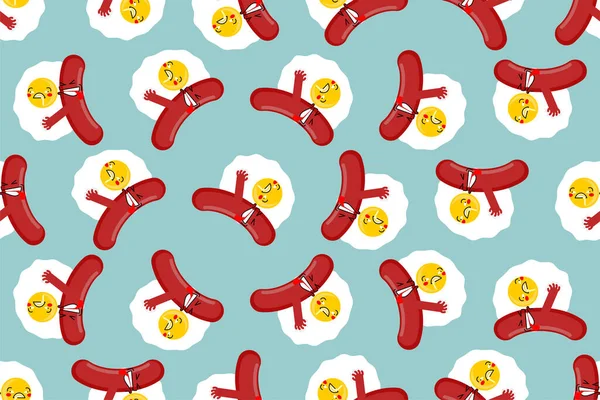 Αυγά Και Λουκάνικα Χωρίς Ραφή Τηγανητά Αυγά Και Μπέικον Υφή — Διανυσματικό Αρχείο