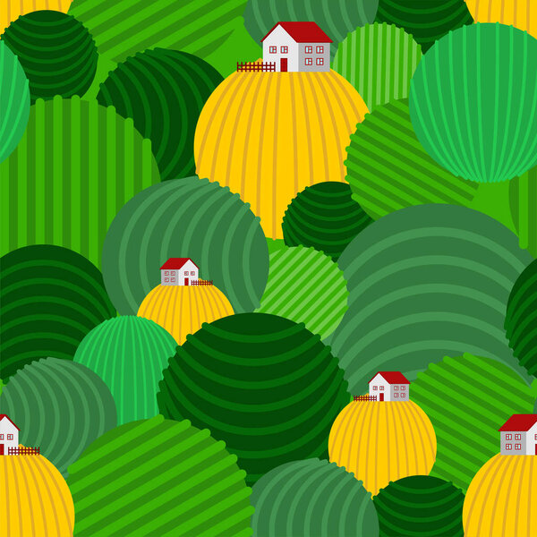 Farm and Fields pattern seamless. Ranch and arable land background