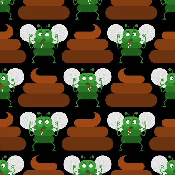 Fly Shit Pattern Seamless Fly Eats Poop Background — Wektor stockowy