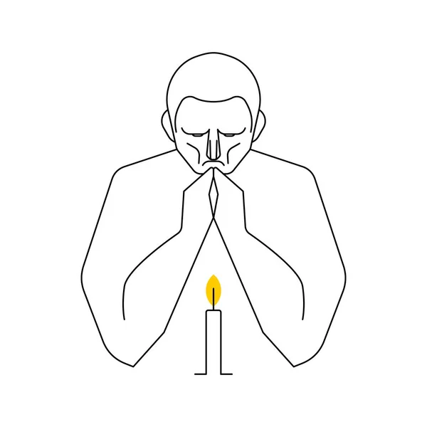 Man prays of candle. man prayer. Vector illustration