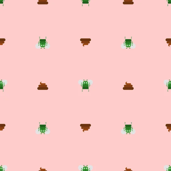Fly Shit Pattern Seamless Fly Eats Poop Background — 스톡 벡터